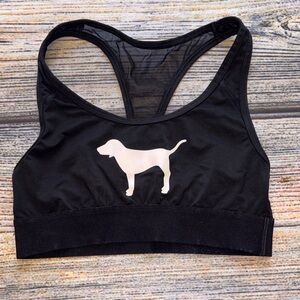 PINK Victoria's Secret Black Sports Bra with White Dog
